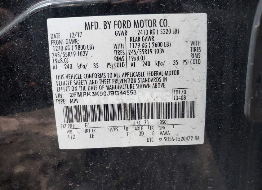 Photo 9 of 2018 Ford Edge TITANIUM (VIN 2FMPK3K90JBB44553)