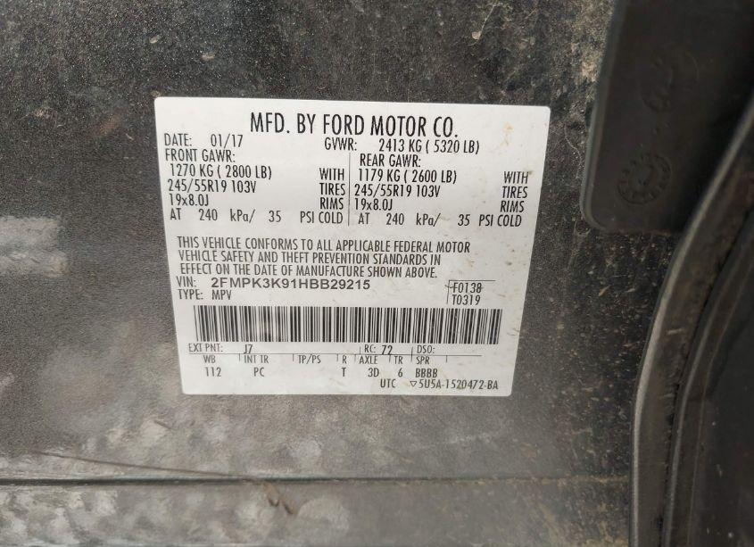 Photo 9 of 2017 Ford Edge TITANIUM (VIN 2FMPK3K91HBB29215)