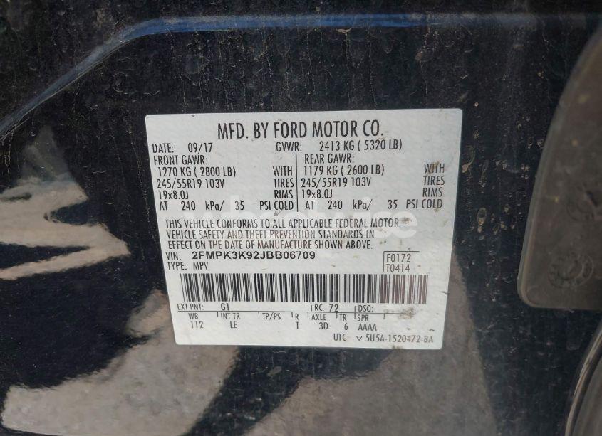 Photo 9 of 2018 Ford Edge TITANIUM (VIN 2FMPK3K92JBB06709)