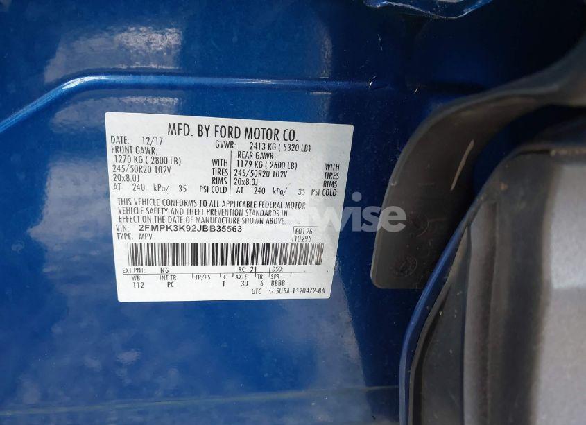 Photo 9 of 2018 Ford Edge TITANIUM (VIN 2FMPK3K92JBB35563)