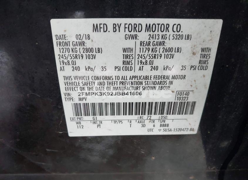 Photo 9 of 2018 Ford Edge TITANIUM (VIN 2FMPK3K92JBB41606)