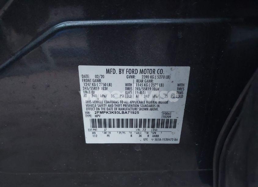 Photo 9 of 2020 Ford Edge TITANIUM (VIN 2FMPK3K93LBA71925)