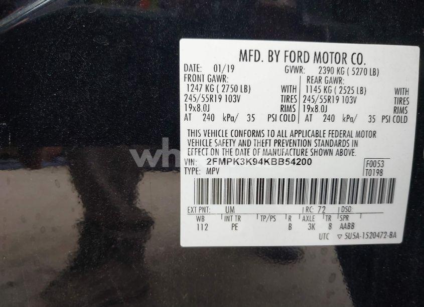 Photo 9 of 2019 Ford Edge TITANIUM (VIN 2FMPK3K94KBB54200)