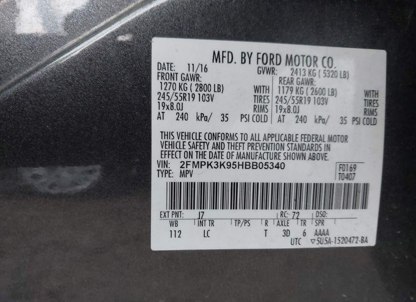 Photo 9 of 2017 Ford Edge TITANIUM (VIN 2FMPK3K95HBB05340)