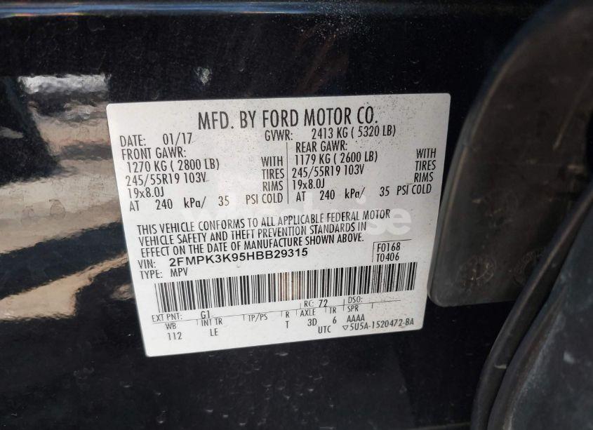 Photo 9 of 2017 Ford Edge TITANIUM (VIN 2FMPK3K95HBB29315)