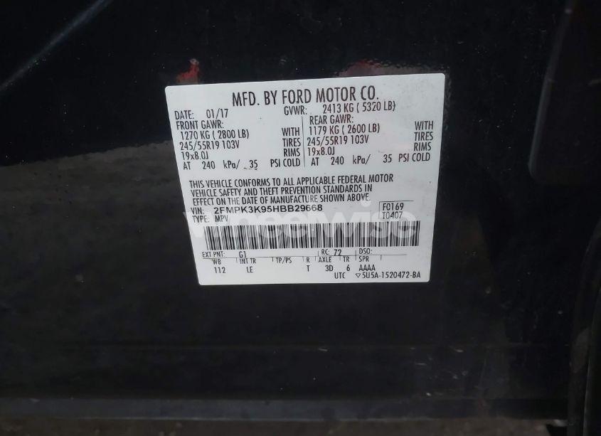 Photo 9 of 2017 Ford Edge TITANIUM (VIN 2FMPK3K95HBB29668)