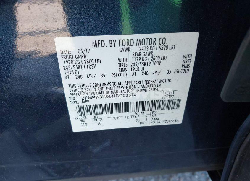 Photo 9 of 2017 Ford Edge TITANIUM (VIN 2FMPK3K95HBC03574)