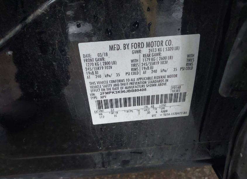 Photo 9 of 2018 Ford Edge TITANIUM (VIN 2FMPK3K96JBB80408)