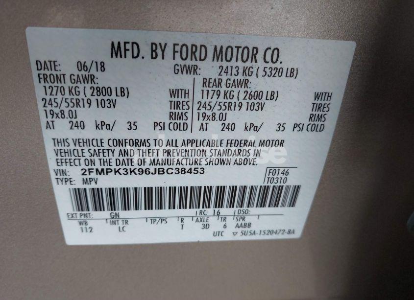 Photo 9 of 2018 Ford Edge TITANIUM (VIN 2FMPK3K96JBC38453)