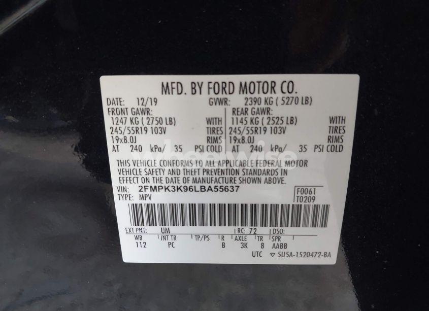 Photo 9 of 2020 Ford Edge TITANIUM (VIN 2FMPK3K96LBA55637)