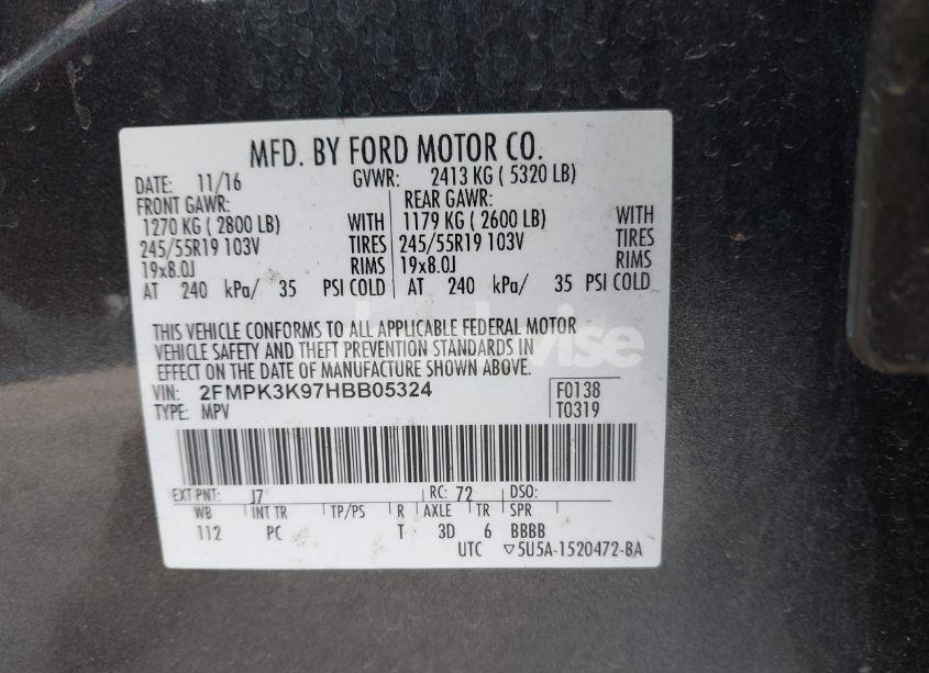 Photo 9 of 2017 Ford Edge TITANIUM (VIN 2FMPK3K97HBB05324)