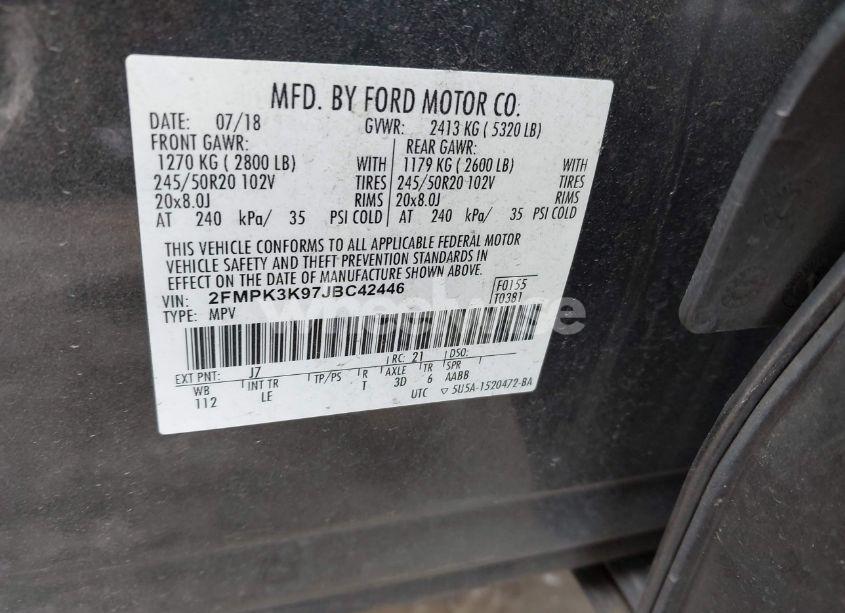 Photo 9 of 2018 Ford Edge TITANIUM (VIN 2FMPK3K97JBC42446)