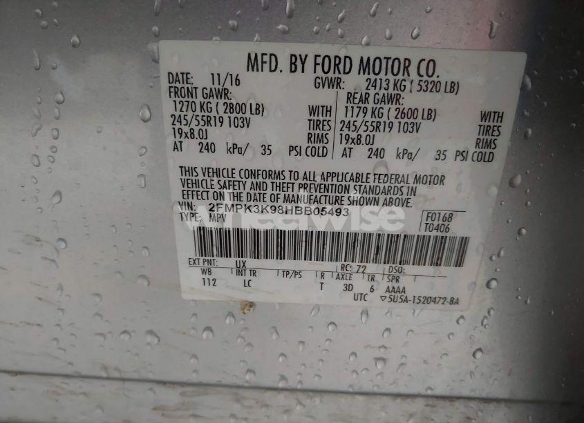 Photo 9 of 2017 Ford Edge TITANIUM (VIN 2FMPK3K98HBB05493)