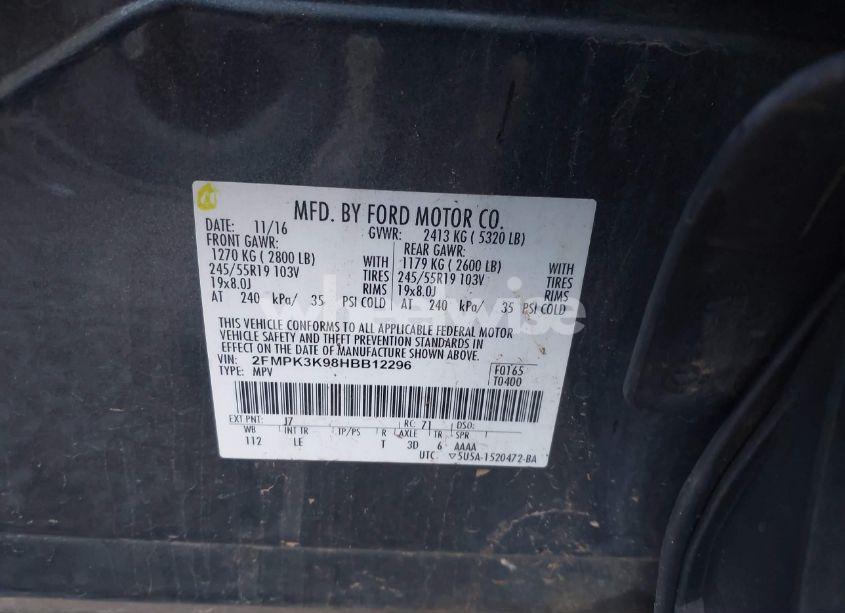 Photo 9 of 2017 Ford Edge TITANIUM (VIN 2FMPK3K98HBB12296)