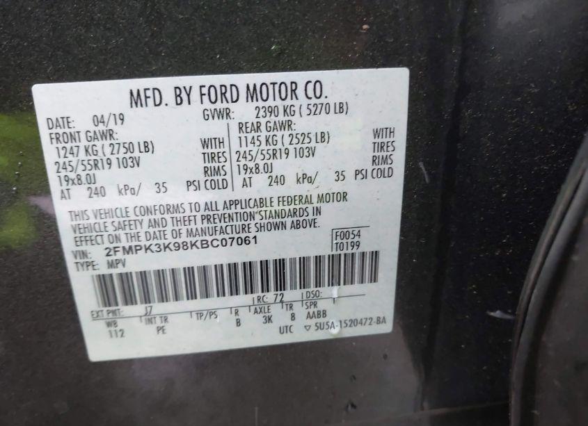 Photo 9 of 2019 Ford Edge TITANIUM (VIN 2FMPK3K98KBC07061)