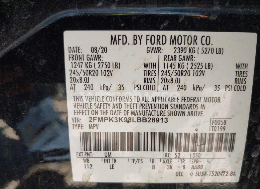 Photo 9 of 2020 Ford Edge TITANIUM (VIN 2FMPK3K98LBB28913)