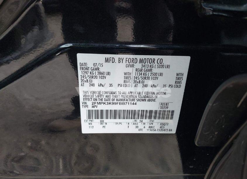 Photo 9 of 2015 Ford Edge TITANIUM (VIN 2FMPK3K99FBB71144)