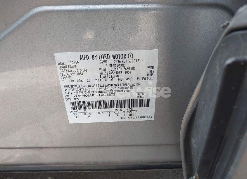 Photo 9 of 2020 Ford Edge ST (VIN 2FMPK4AP0LBA05872)