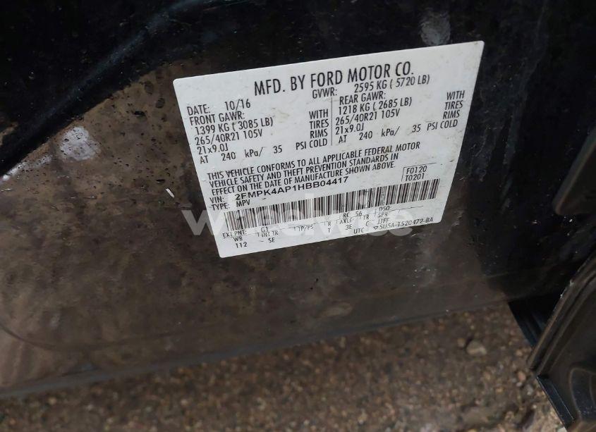 Photo 9 of 2017 Ford Edge SPORT (VIN 2FMPK4AP1HBB04417)