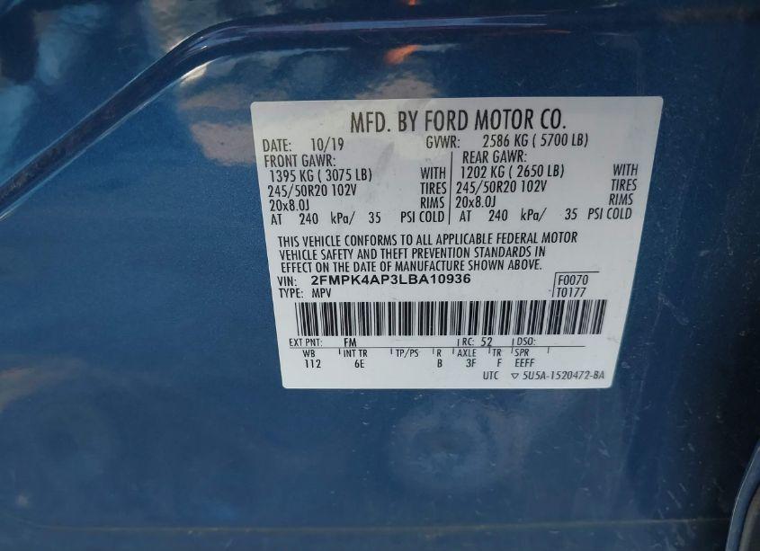 Photo 9 of 2020 Ford Edge ST (VIN 2FMPK4AP3LBA10936)