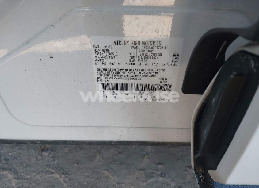 Photo 9 of 2016 Ford Edge SPORT (VIN 2FMPK4AP4GBB92636)