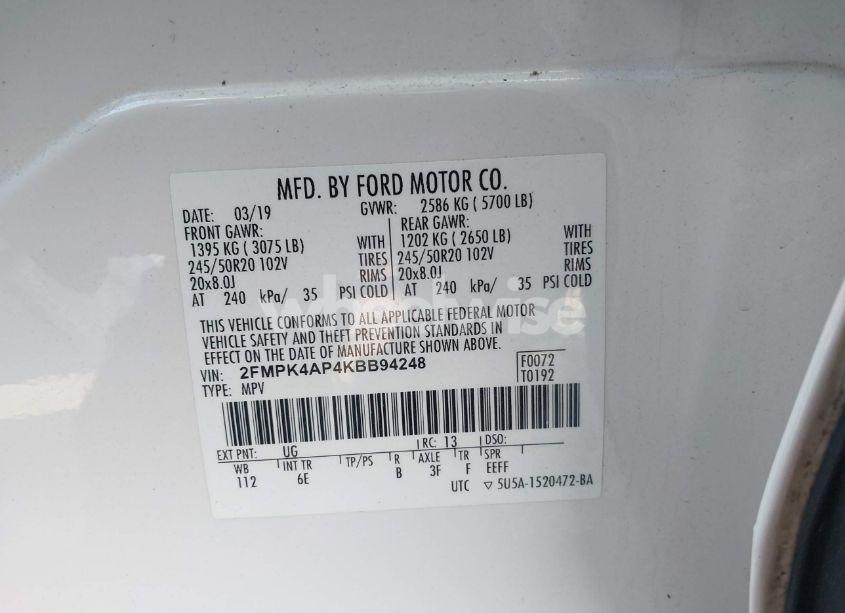 Photo 9 of 2019 Ford Edge ST (VIN 2FMPK4AP4KBB94248)