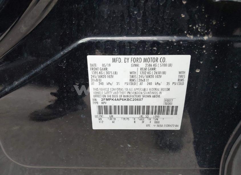 Photo 9 of 2019 Ford Edge ST (VIN 2FMPK4AP6KBC20607)