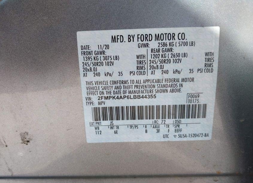 Photo 9 of 2020 Ford Edge ST (VIN 2FMPK4AP6LBB44355)