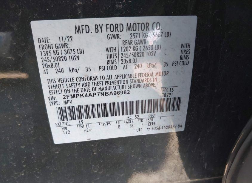 Photo 9 of 2022 Ford Edge ST (VIN 2FMPK4AP7NBA96982)