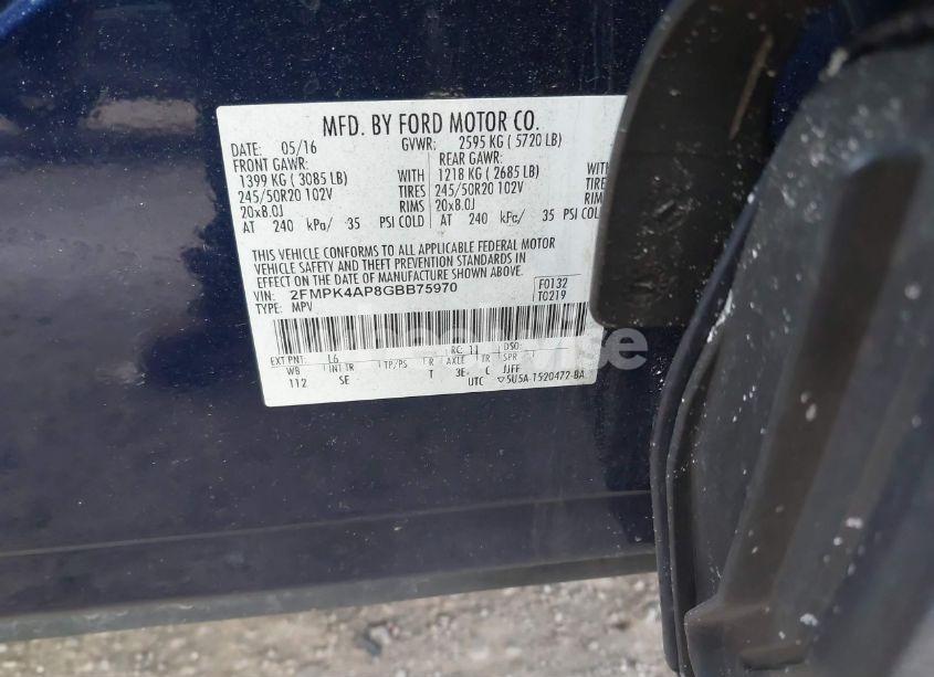 Photo 9 of 2016 Ford Edge SPORT (VIN 2FMPK4AP8GBB75970)