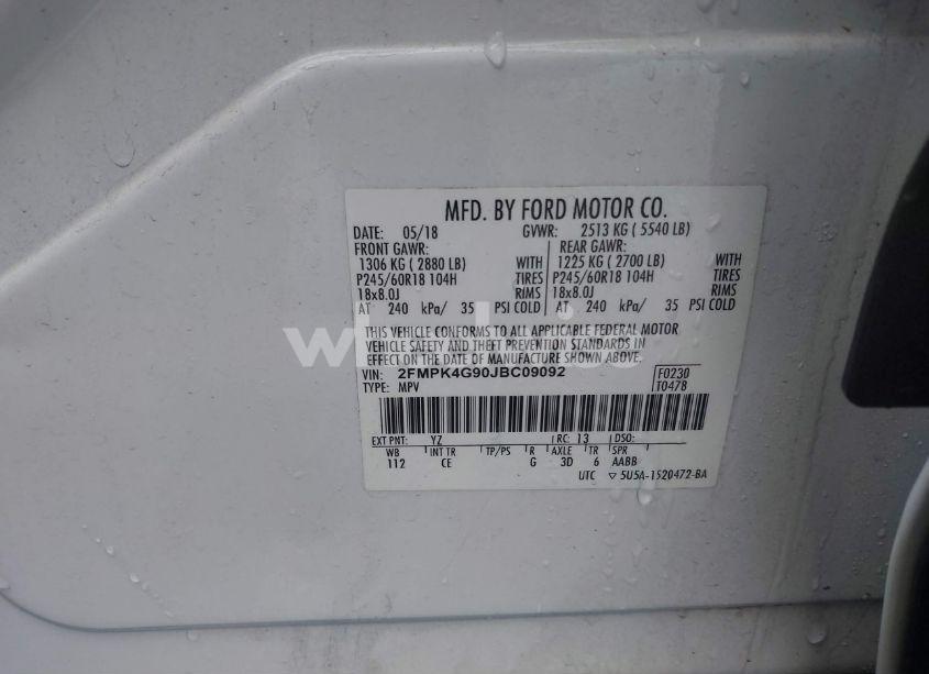 Photo 9 of 2018 Ford Edge SE (VIN 2FMPK4G90JBC09092)