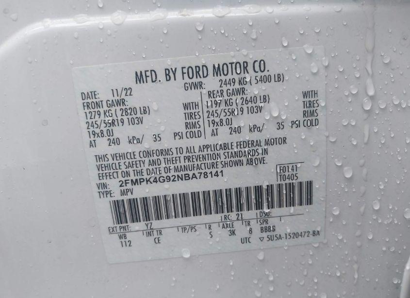 Photo 9 of 2022 Ford Edge SE (VIN 2FMPK4G92NBA78141)