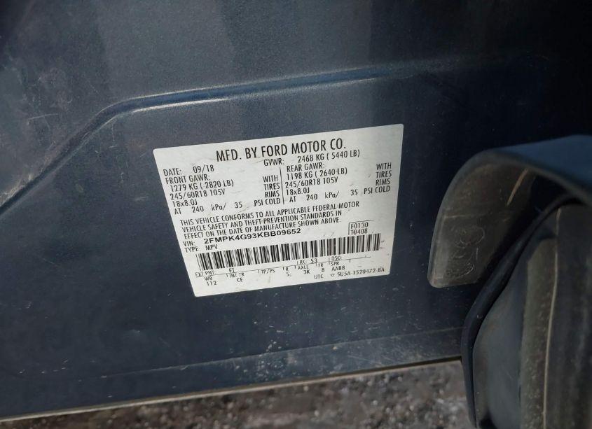 Photo 9 of 2019 Ford Edge SE (VIN 2FMPK4G93KBB09652)