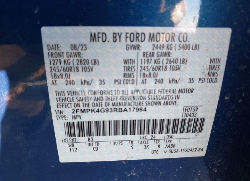 Photo 9 of 2024 Ford Edge SE (VIN 2FMPK4G93RBA17984)