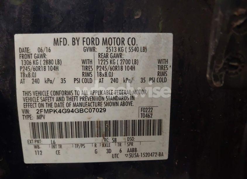 Photo 9 of 2016 Ford Edge SE (VIN 2FMPK4G94GBC07029)