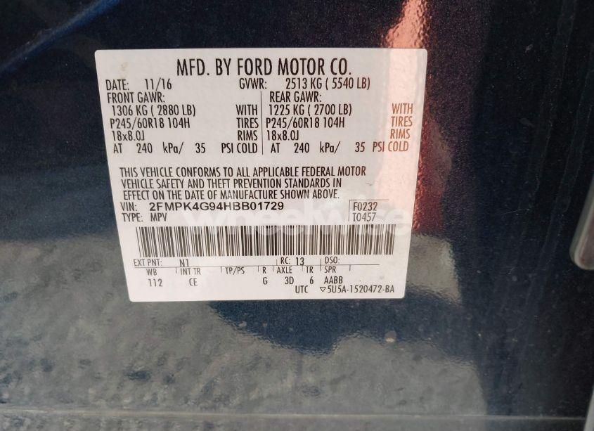 Photo 9 of 2017 Ford Edge SE (VIN 2FMPK4G94HBB01729)