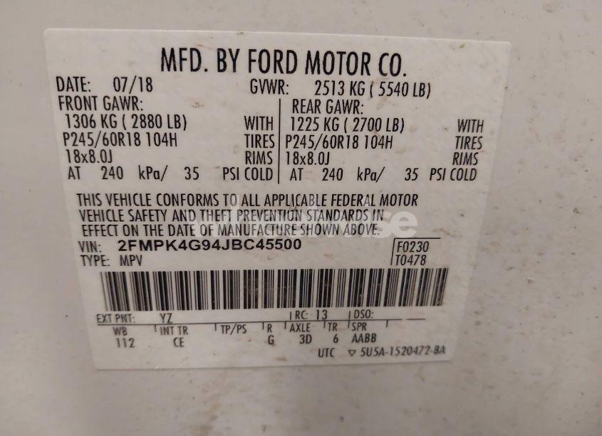 Photo 9 of 2018 Ford Edge SE (VIN 2FMPK4G94JBC45500)