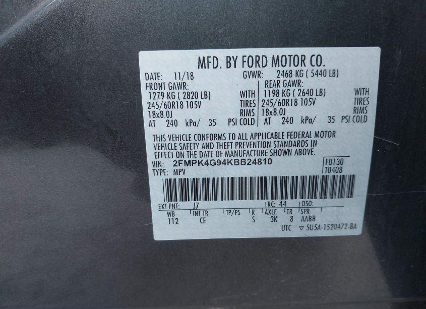 Photo 9 of 2019 Ford Edge SE (VIN 2FMPK4G94KBB24810)