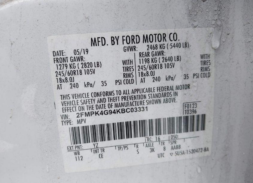 Photo 9 of 2019 Ford Edge SE (VIN 2FMPK4G94KBC03331)