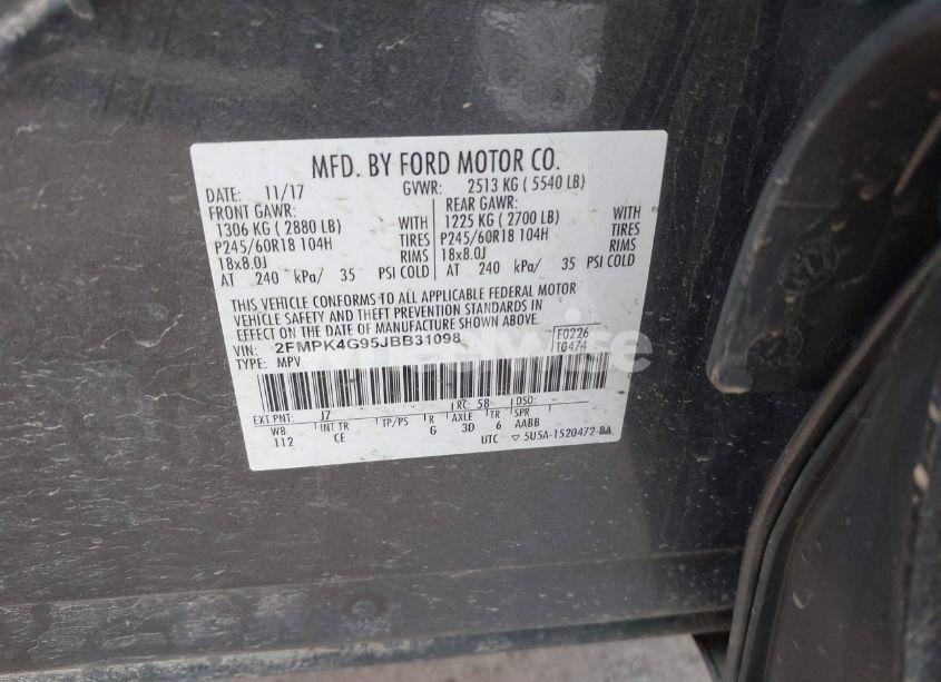 Photo 9 of 2018 Ford Edge SE (VIN 2FMPK4G95JBB31098)