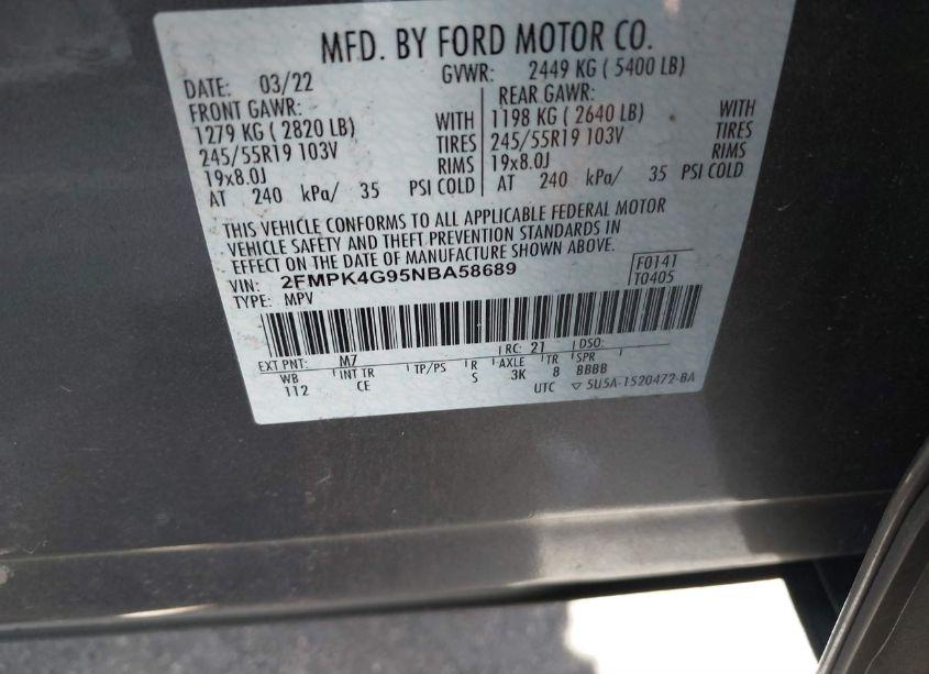 Photo 9 of 2022 Ford Edge SE (VIN 2FMPK4G95NBA58689)