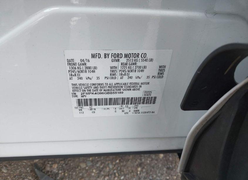 Photo 9 of 2016 Ford Edge SE (VIN 2FMPK4G96GBB55189)