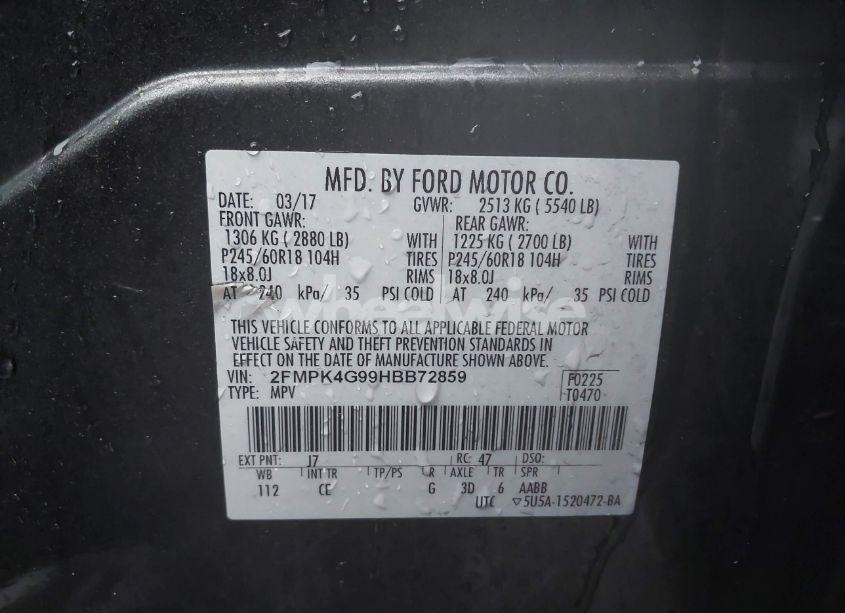 Photo 9 of 2017 Ford Edge SE (VIN 2FMPK4G99HBB72859)