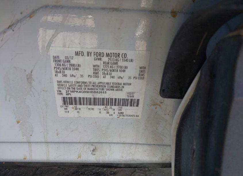 Photo 9 of 2017 Ford Edge SE (VIN 2FMPK4G99HBB82615)