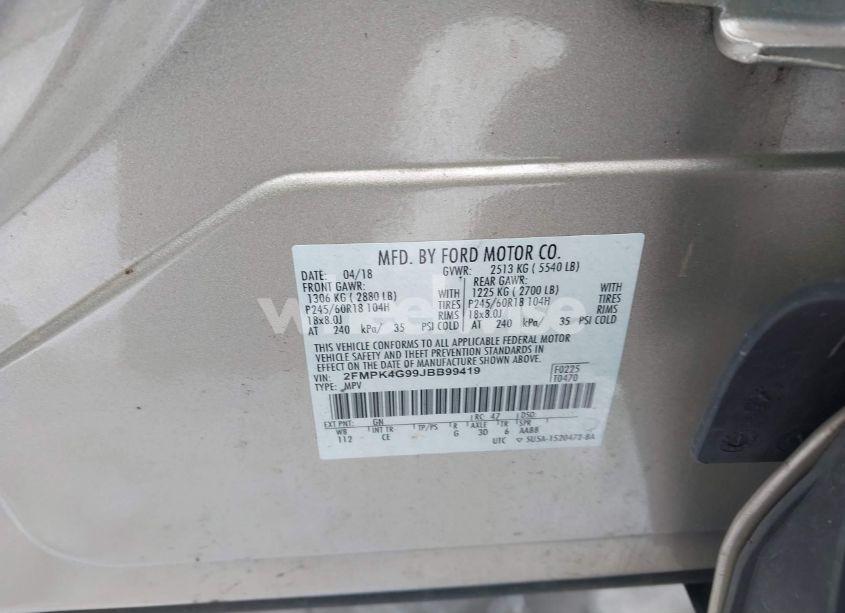 Photo 9 of 2018 Ford Edge SE (VIN 2FMPK4G99JBB99419)