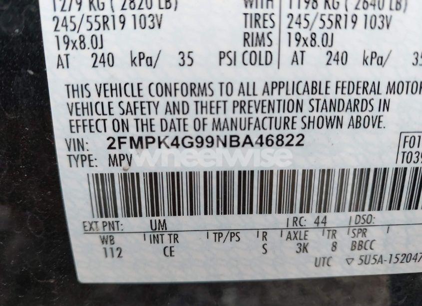 Photo 9 of 2022 Ford Edge SE (VIN 2FMPK4G99NBA46822)