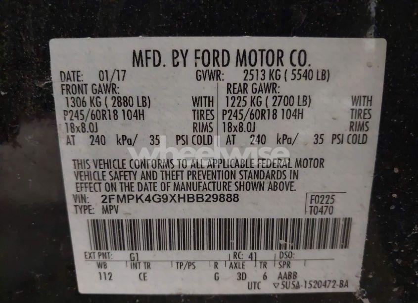 Photo 9 of 2017 Ford Edge SE (VIN 2FMPK4G9XHBB29888)