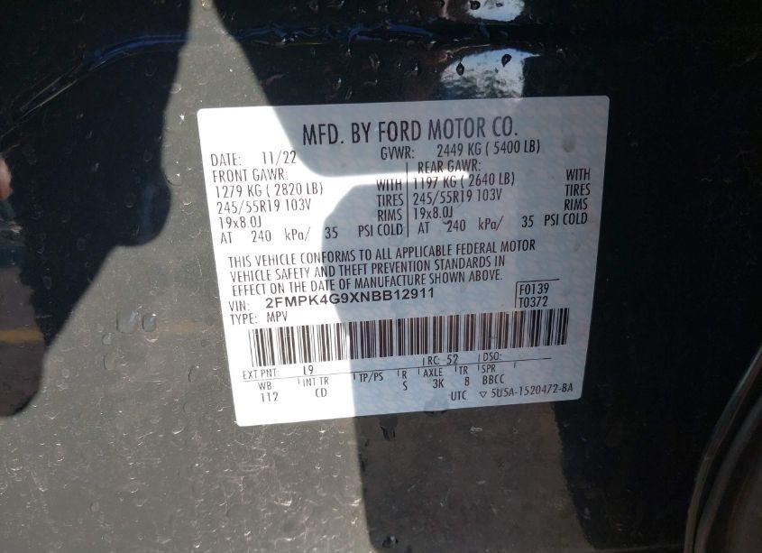 Photo 9 of 2022 Ford Edge SE (VIN 2FMPK4G9XNBB12911)