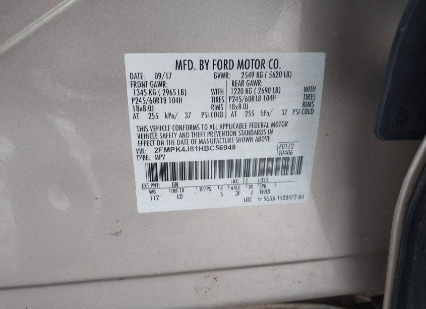 Photo 9 of 2017 Ford Edge SEL (VIN 2FMPK4J81HBC56948)