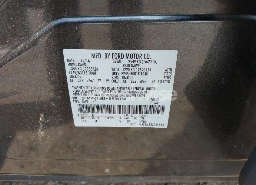 Photo 9 of 2017 Ford Edge SEL (VIN 2FMPK4J83HBB09160)